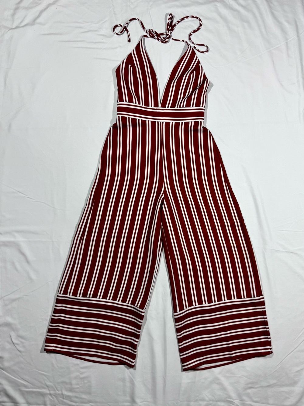 Amanda Uprichard Striped Wide-leg Low Cut Jumpsuit Size P (XS) *PREOWNED*